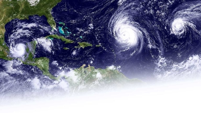 Climate change affecting global weather systems - hurricanes threatening the American east coast