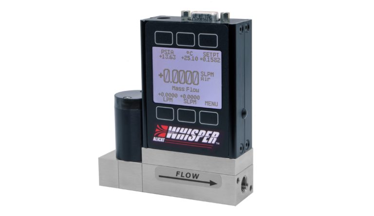 Whisper-Series mass flow controller with DB9 connector and backlit display